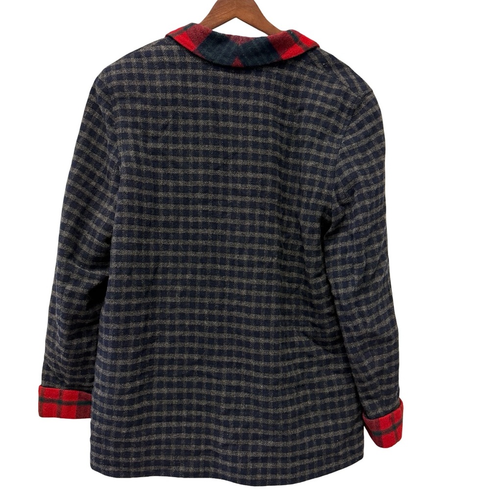 ✨🧶 Lauren Ralph Lauren Wool Plaid Trim Jacket L 🪵 Cozy Cabin Grannycore ✨ - Picture 9 of 13